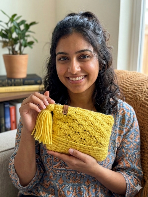 Crochet Zipper Pouch with Tassel
